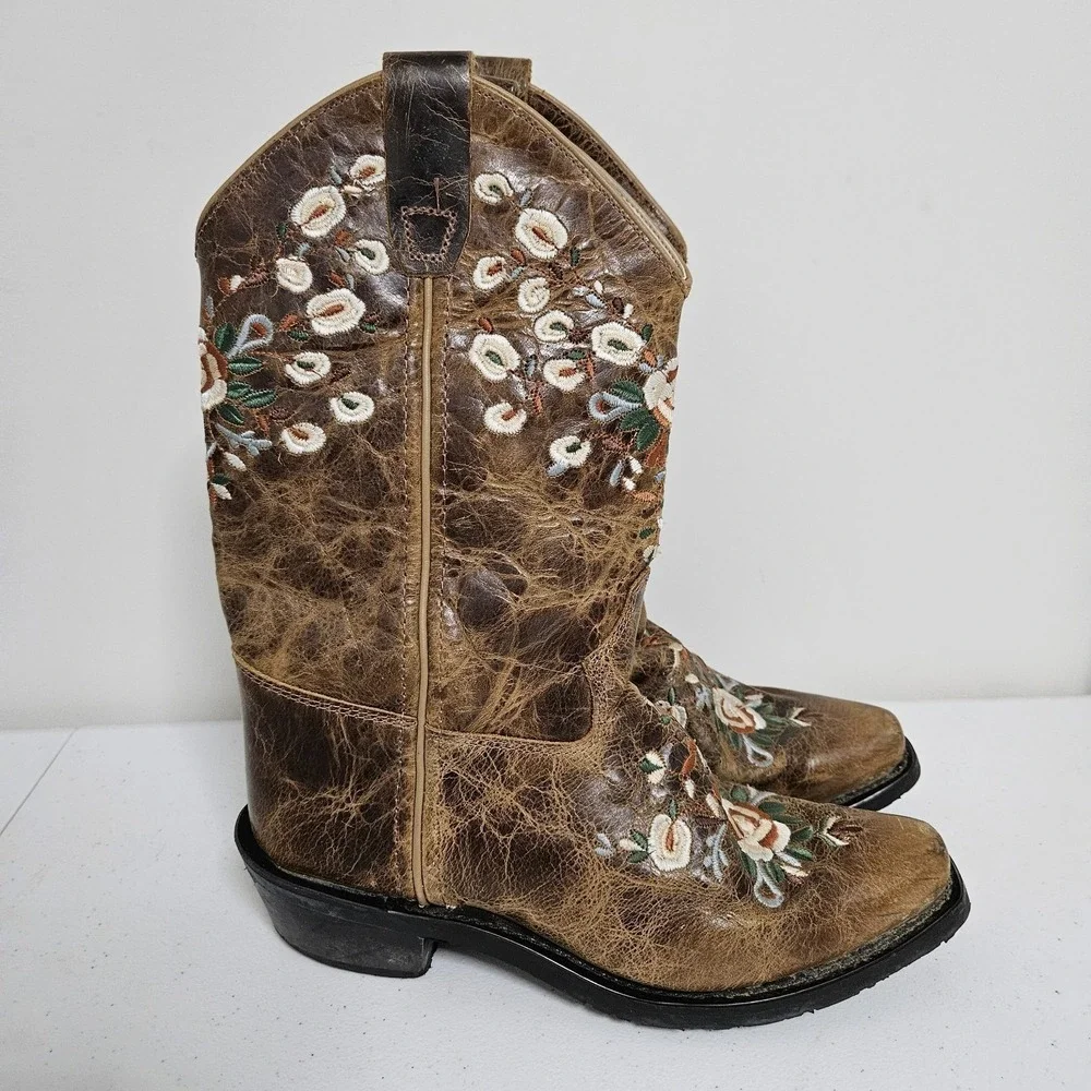 Shyanne MAISIE Floral Embroidered Leather Snip Toe Western Boots Women Boho 4.0D - Picture 7 of 8